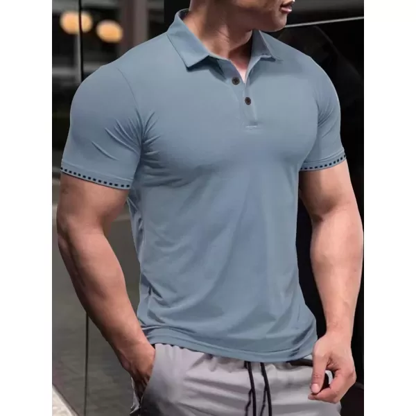 Floerns Men's Causal Short Sleeve Polo Shirts Contrast Collar Half Placket T-Shirts