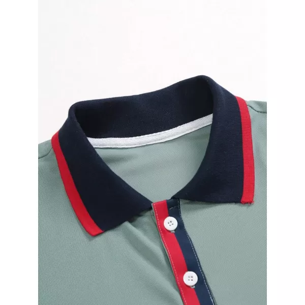 Floerns Men's Causal Short Sleeve Polo Shirts Contrast Collar Half Placket T-Shirts