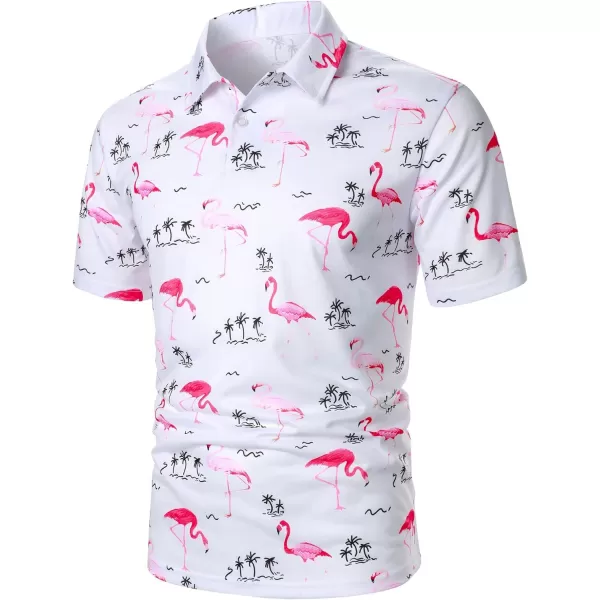 Floerns Men's Causal Short Sleeve Polo Shirts Contrast Collar Half Placket T-Shirts