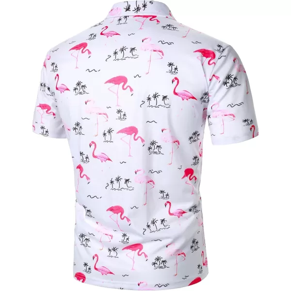 Floerns Men's Causal Short Sleeve Polo Shirts Contrast Collar Half Placket T-Shirts