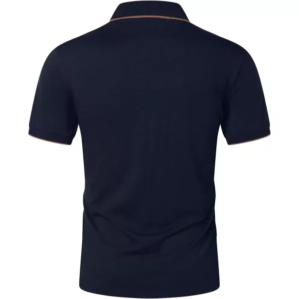 Floerns Men's Causal Short Sleeve Polo Shirts Contrast Collar Half Placket T-Shirts