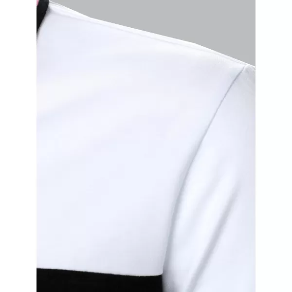 Floerns Men's Causal Short Sleeve Polo Shirts Contrast Collar Half Placket T-Shirts