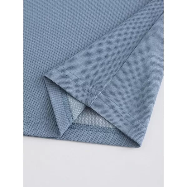 Floerns Men's Causal Short Sleeve Polo Shirts Contrast Collar Half Placket T-Shirts