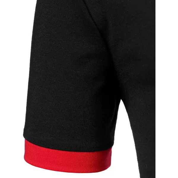 Floerns Men's Causal Short Sleeve Polo Shirts Contrast Collar Half Placket T-Shirts