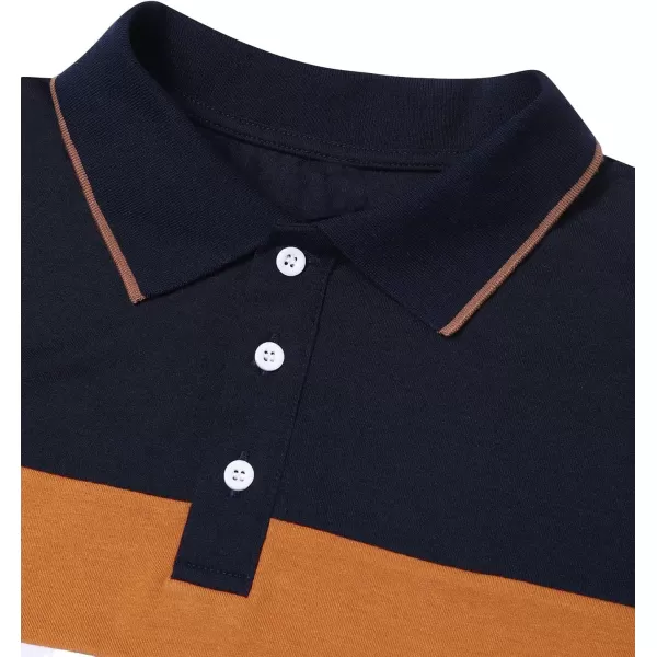 Floerns Men's Causal Short Sleeve Polo Shirts Contrast Collar Half Placket T-Shirts