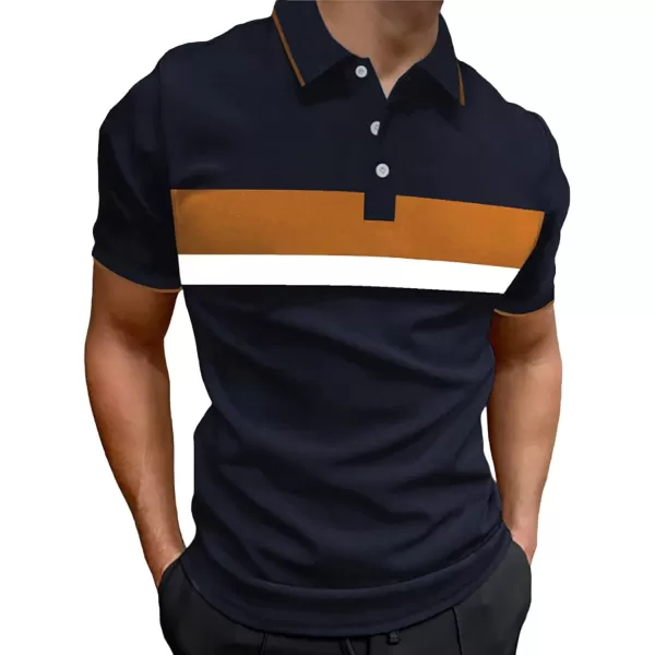 Floerns Men's Causal Short Sleeve Polo Shirts Contrast Collar Half Placket T-Shirts