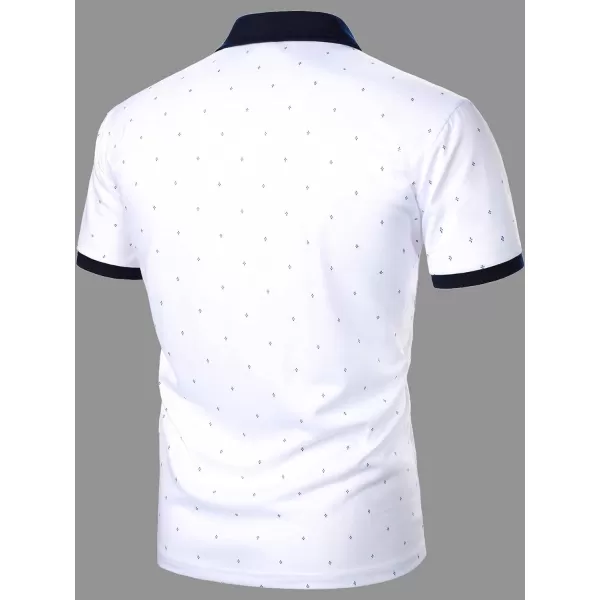 Floerns Men's Causal Short Sleeve Polo Shirts Contrast Collar Half Placket T-Shirts
