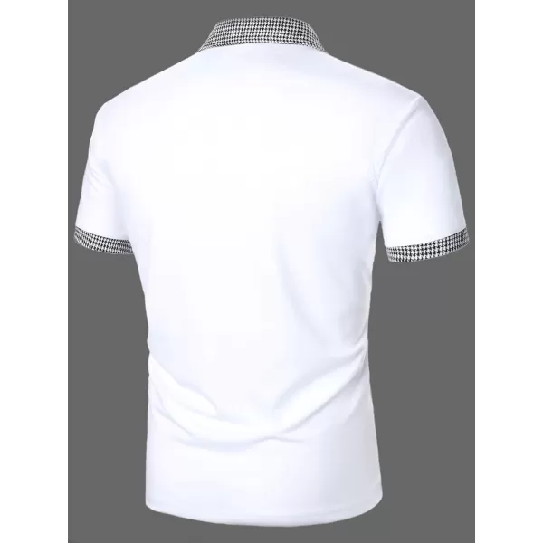 Floerns Men's Floral Collar Contrast Short Sleeve Button Front Polo Shirt