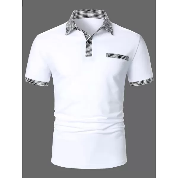 Floerns Men's Floral Collar Contrast Short Sleeve Button Front Polo Shirt