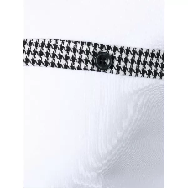 Floerns Men's Floral Collar Contrast Short Sleeve Button Front Polo Shirt