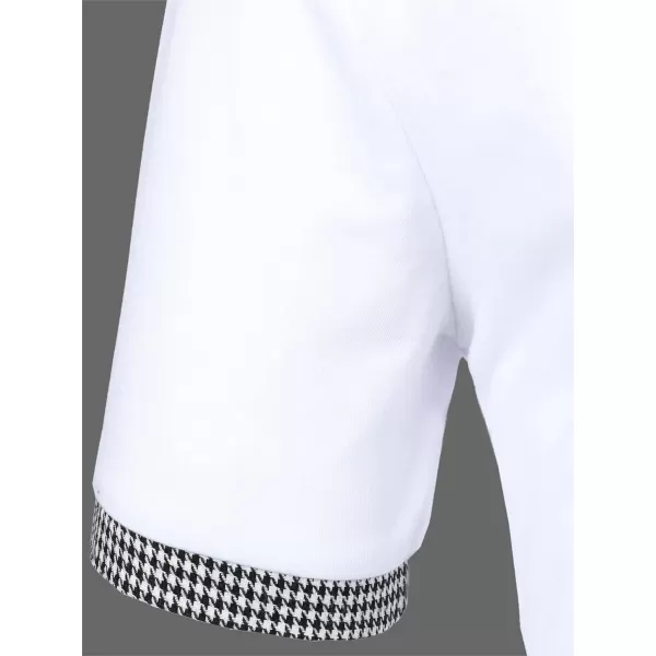 Floerns Men's Floral Collar Contrast Short Sleeve Button Front Polo Shirt