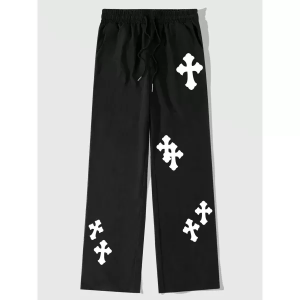 Floerns Men's Graphic Print Drawstring Waist Straight Leg Workout Sweatpants