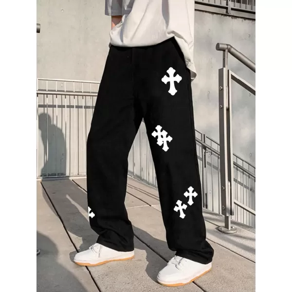 Floerns Men's Graphic Print Drawstring Waist Straight Leg Workout Sweatpants