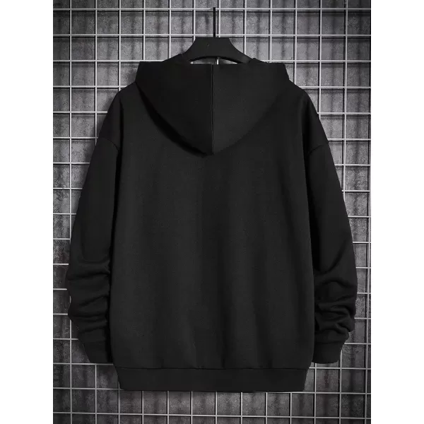 Floerns Men's Hooded Neck Graphic Print Drop Shoulder Long Sleeve Sweatshirt