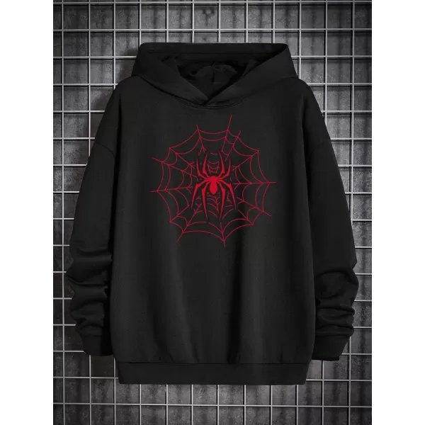 Floerns Men's Hooded Neck Graphic Print Drop Shoulder Long Sleeve Sweatshirt