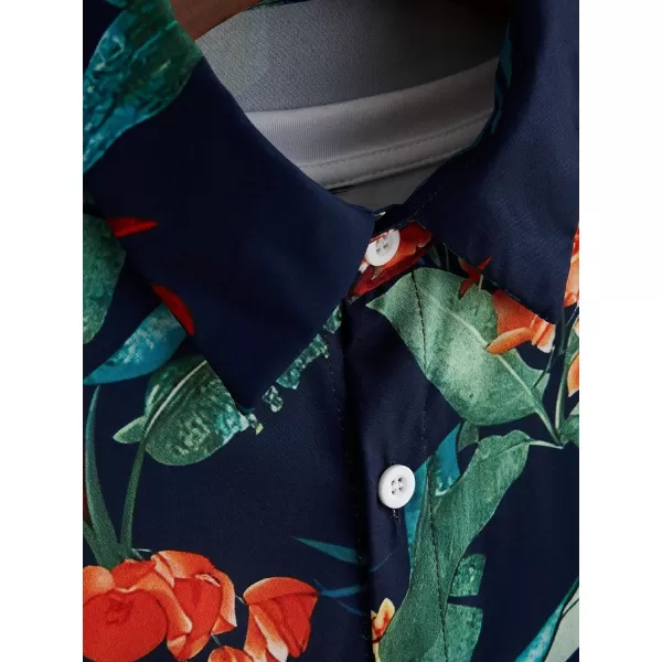 Floerns Men's Printed Hawaiian Short Sleeve Button Down Beach Shirts