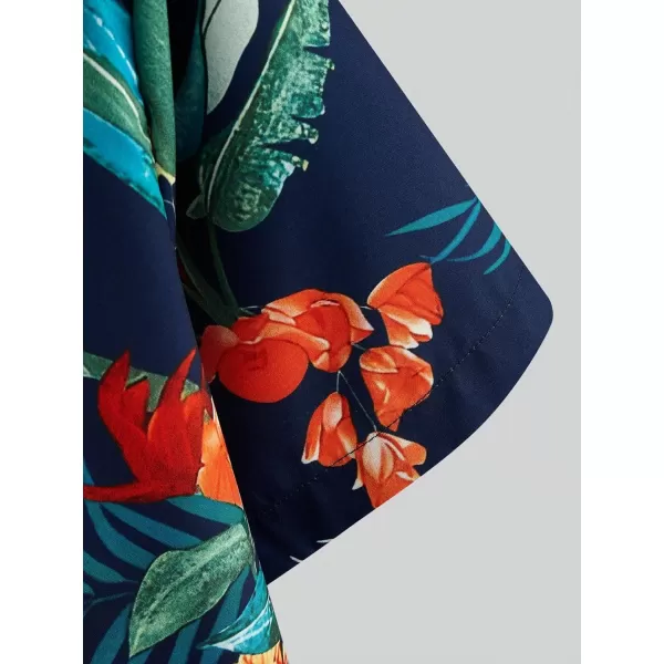 Floerns Men's Printed Hawaiian Short Sleeve Button Down Beach Shirts