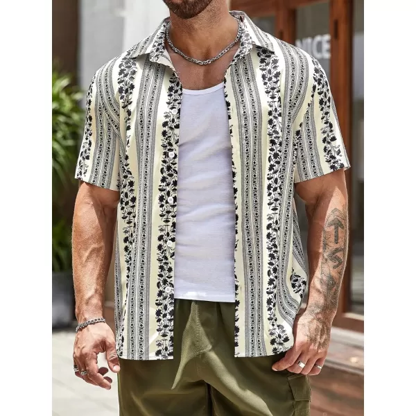 Floerns Men's Printed Hawaiian Short Sleeve Button Down Beach Shirts