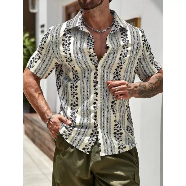 Floerns Men's Printed Hawaiian Short Sleeve Button Down Beach Shirts