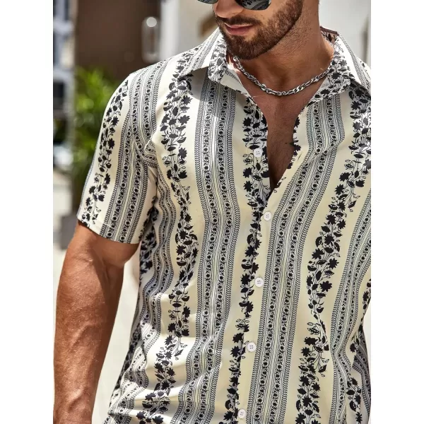 Floerns Men's Printed Hawaiian Short Sleeve Button Down Beach Shirts