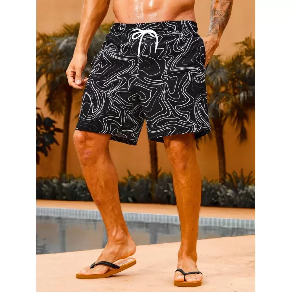 Floerns Men's Swim Trunks with Compression Quick Dry Shorts Swim Board Shorts