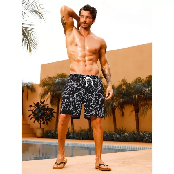 Floerns Men's Swim Trunks with Compression Quick Dry Shorts Swim Board Shorts
