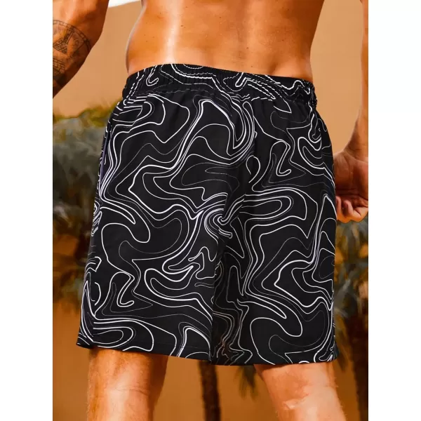 Floerns Men's Swim Trunks with Compression Quick Dry Shorts Swim Board Shorts