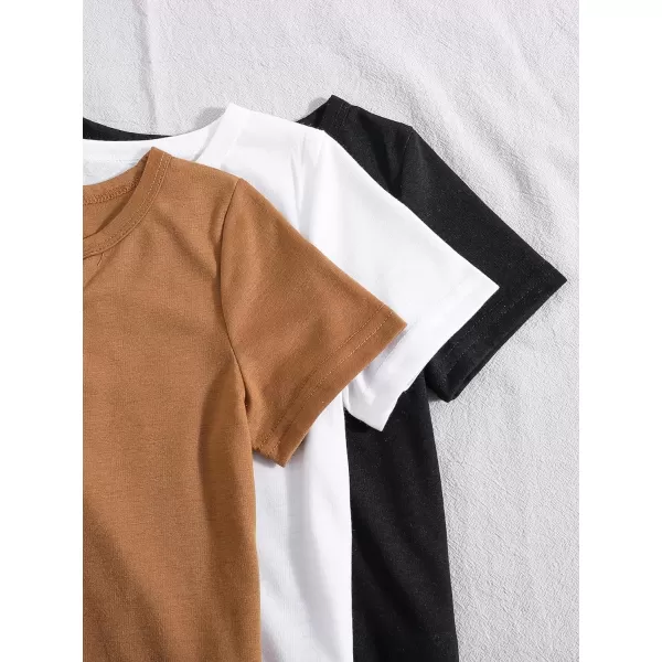 Floerns Toddler Boys 3 Pcs Casual Crewneck T Shirt Short Sleeve Solid Tee Shirt Top
