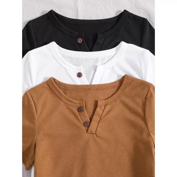 Floerns Toddler Boys 3 Pcs Casual Crewneck T Shirt Short Sleeve Solid Tee Shirt Top