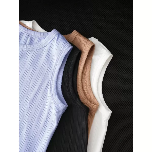 Floerns Toddler Boys 4 Pcs Solid Crewneck Sleeveless Sports Athletic Tank Top