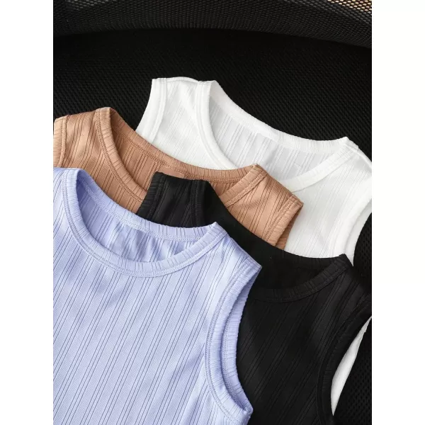 Floerns Toddler Boys 4 Pcs Solid Crewneck Sleeveless Sports Athletic Tank Top