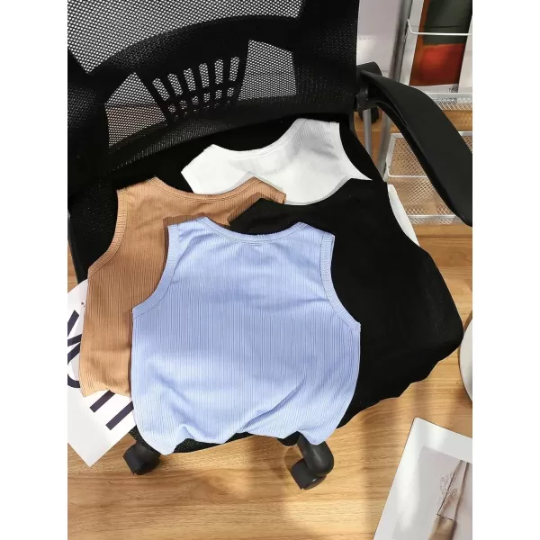 Floerns Toddler Boys 4 Pcs Solid Crewneck Sleeveless Sports Athletic Tank Top