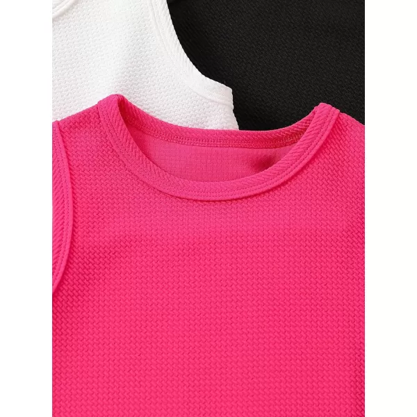 Floerns Toddler Girls 3 Pcs Solid Crewneck Camisole Sleeveless Cropped Tank Top