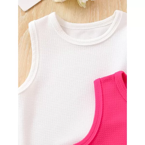Floerns Toddler Girls 3 Pcs Solid Crewneck Camisole Sleeveless Cropped Tank Top