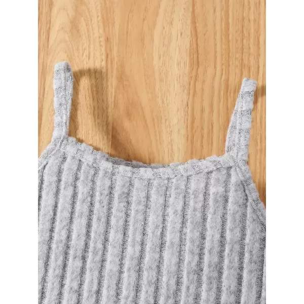 Floerns Toddler Girls 3 Pcs Solid Ribbed Knit Vest Casual Spaghetti Strap Cami Top
