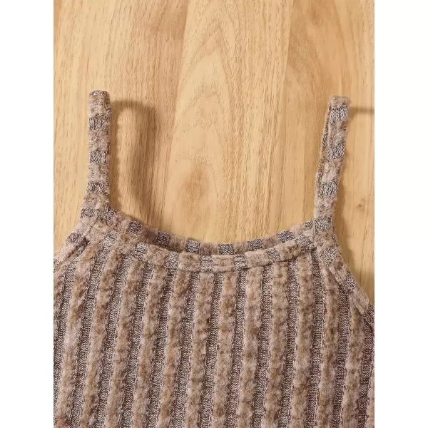 Floerns Toddler Girls 3 Pcs Solid Ribbed Knit Vest Casual Spaghetti Strap Cami Top
