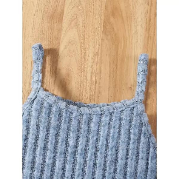 Floerns Toddler Girls 3 Pcs Solid Ribbed Knit Vest Casual Spaghetti Strap Cami Top