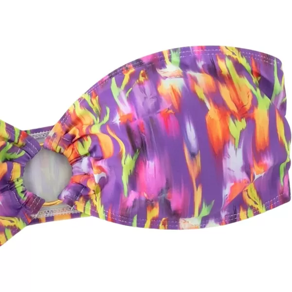 Floerns Women's All Over Print Tube Bandeau Bralette Tie Side Bikini Swimwear