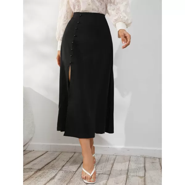 Floerns Women's Boho Floral High Waist Split A Line Midi Skirt