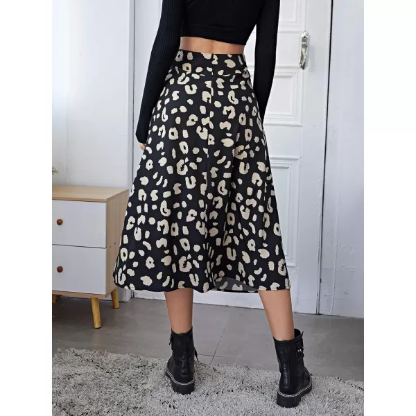 Floerns Women's Boho Floral High Waist Split A Line Midi Skirt