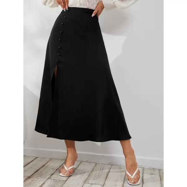 Floerns Women's Boho Floral High Waist Split A Line Midi Skirt