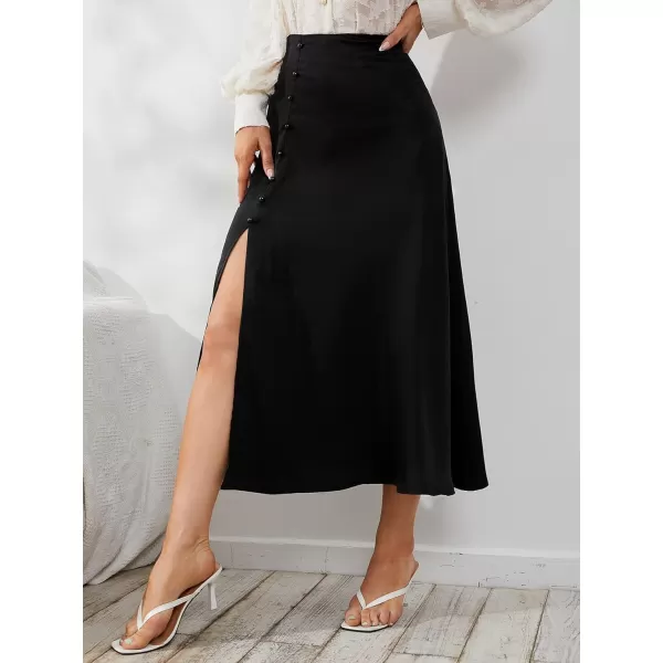 Floerns Women's Boho Floral High Waist Split A Line Midi Skirt