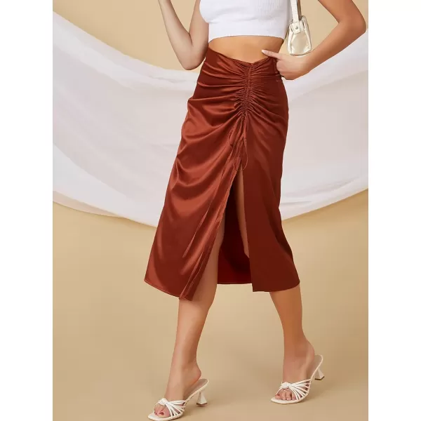 Floerns Women's Boho Floral High Waist Split A Line Midi Skirt