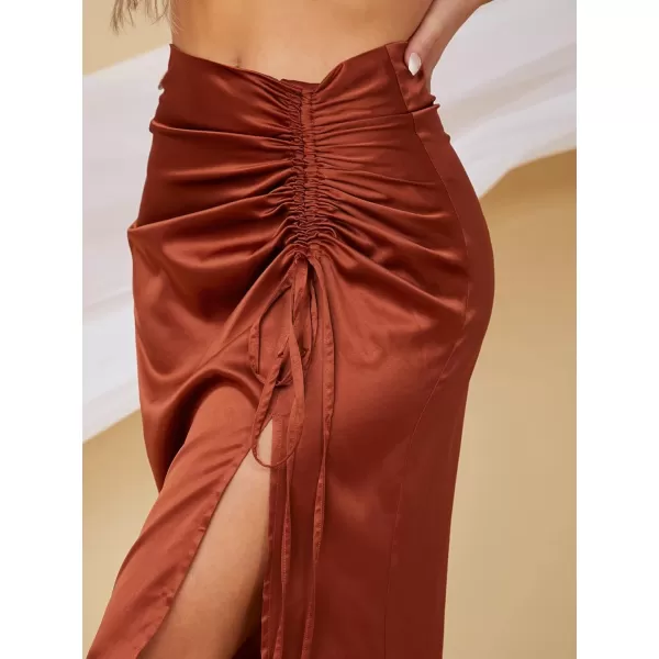 Floerns Women's Boho Floral High Waist Split A Line Midi Skirt