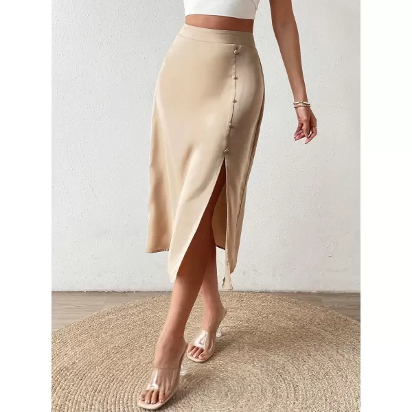 Floerns Women's Boho Floral High Waist Split A Line Midi Skirt