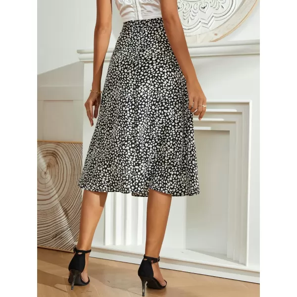 Floerns Women's Boho Floral High Waist Split A Line Midi Skirt