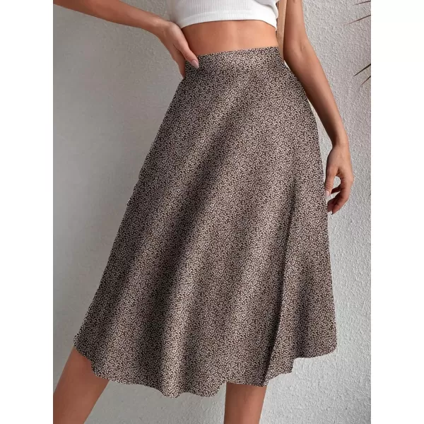 Floerns Women's Boho Floral High Waist Split A Line Midi Skirt