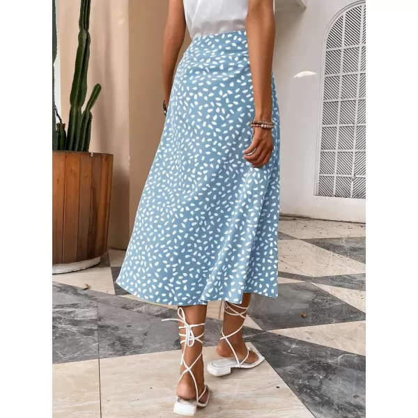 Floerns Women's Boho Floral High Waist Split A Line Midi Skirt