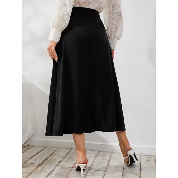 Floerns Women's Boho Floral High Waist Split A Line Midi Skirt