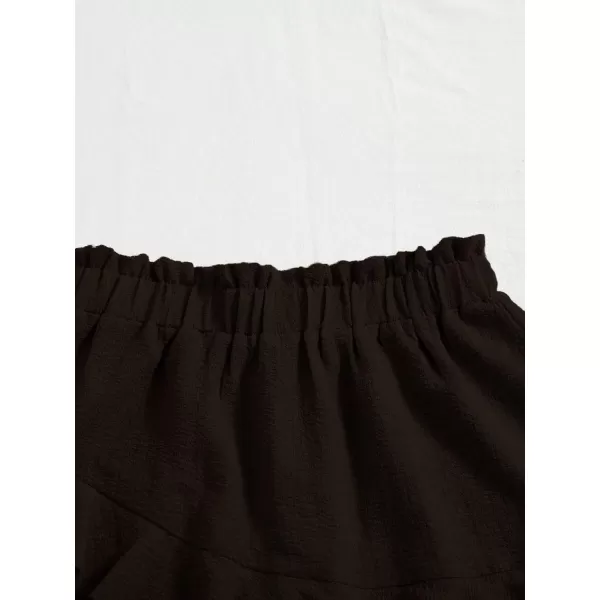 Floerns Women's Boho Paperbag Waist Ruffle Hem Elastic High Waist Cropped Shorts